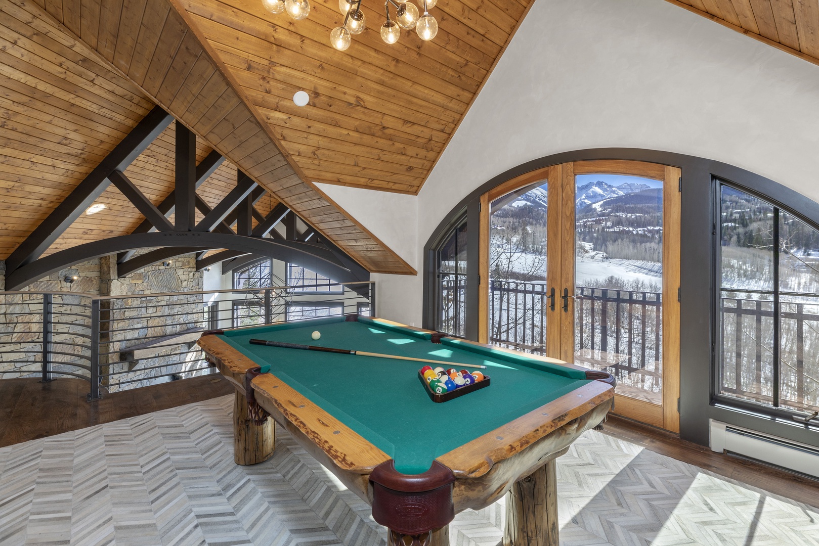 Pool table overlooking the living room