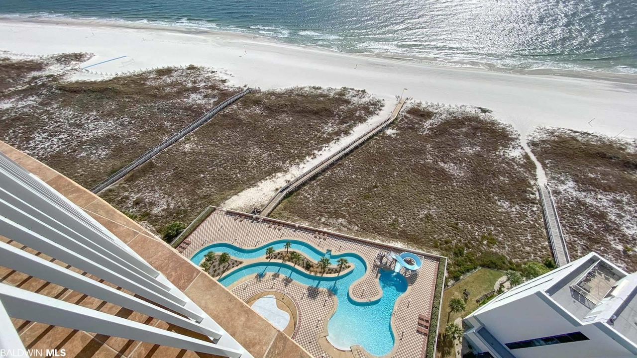 Balcony overlooks lazy river