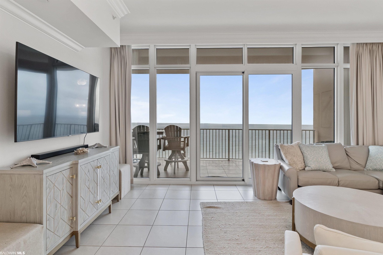 Living room with Gulf views