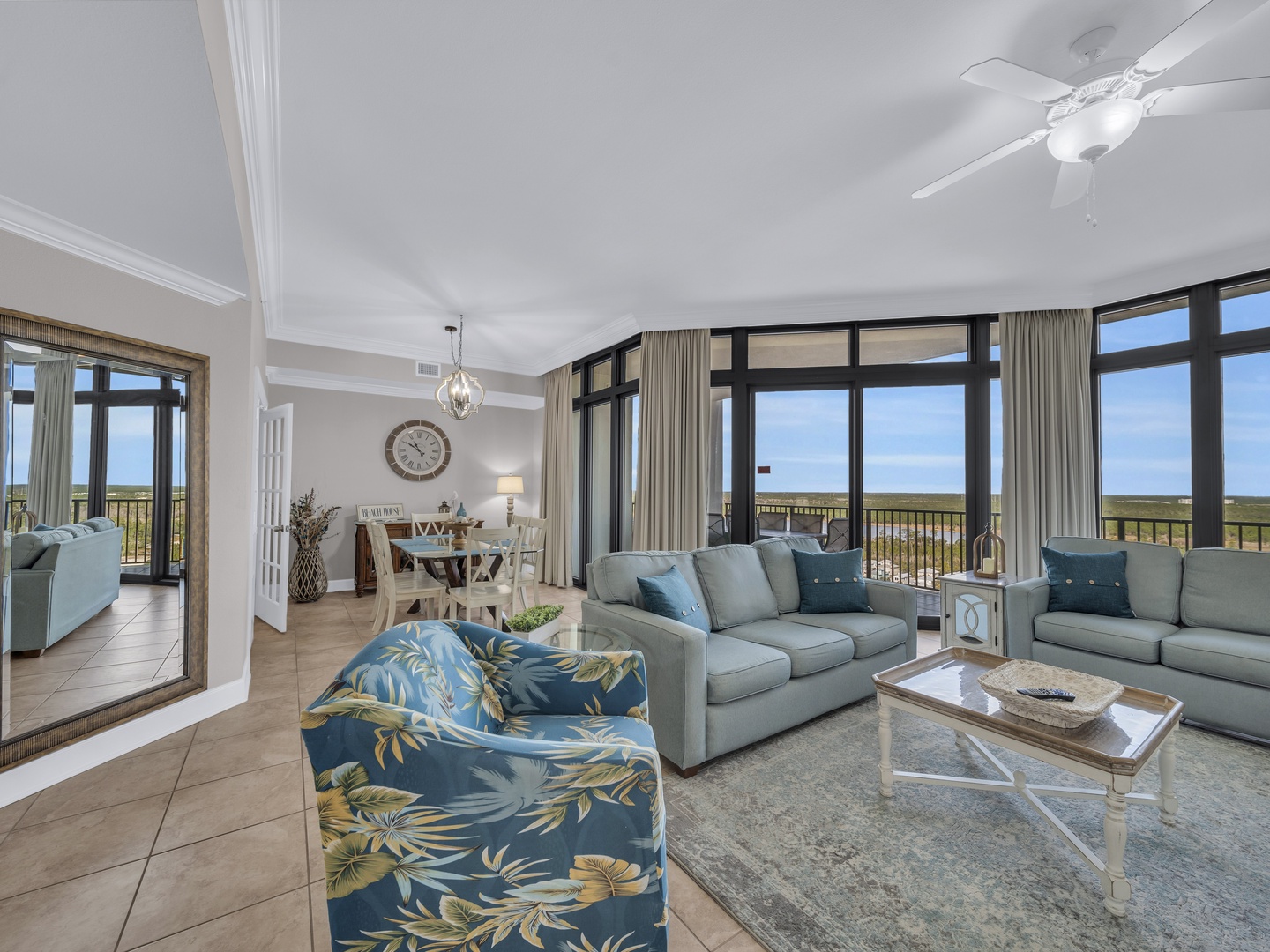 Living room with beautiful view of Gulf State park