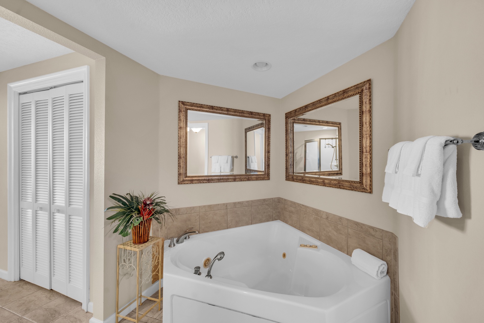 Primary bathroom with jetted bathtub