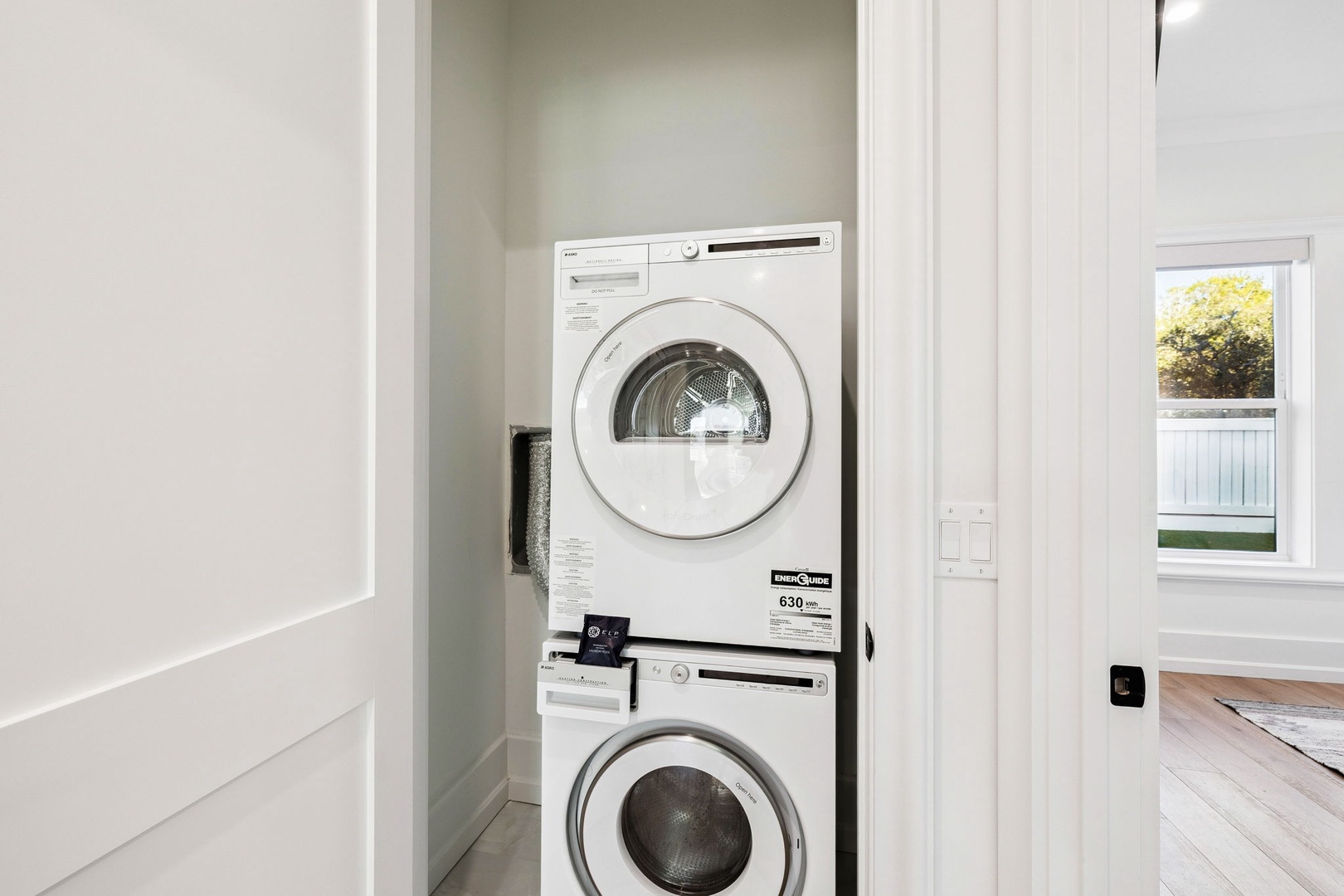 Skip the laundromat! Your in-unit washer and dryer make packing light effortless for longer stays.