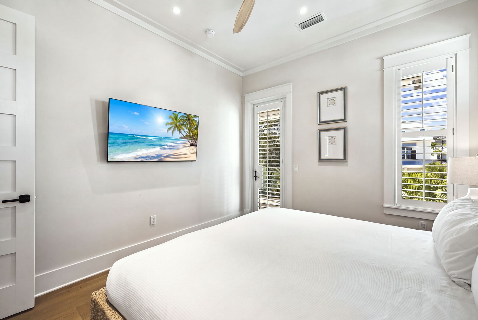 Sink into crisp linens and unwind in your airy, light-filled bedroom. Soft tones and thoughtful touches make this your peaceful retreat after a day of exploring.