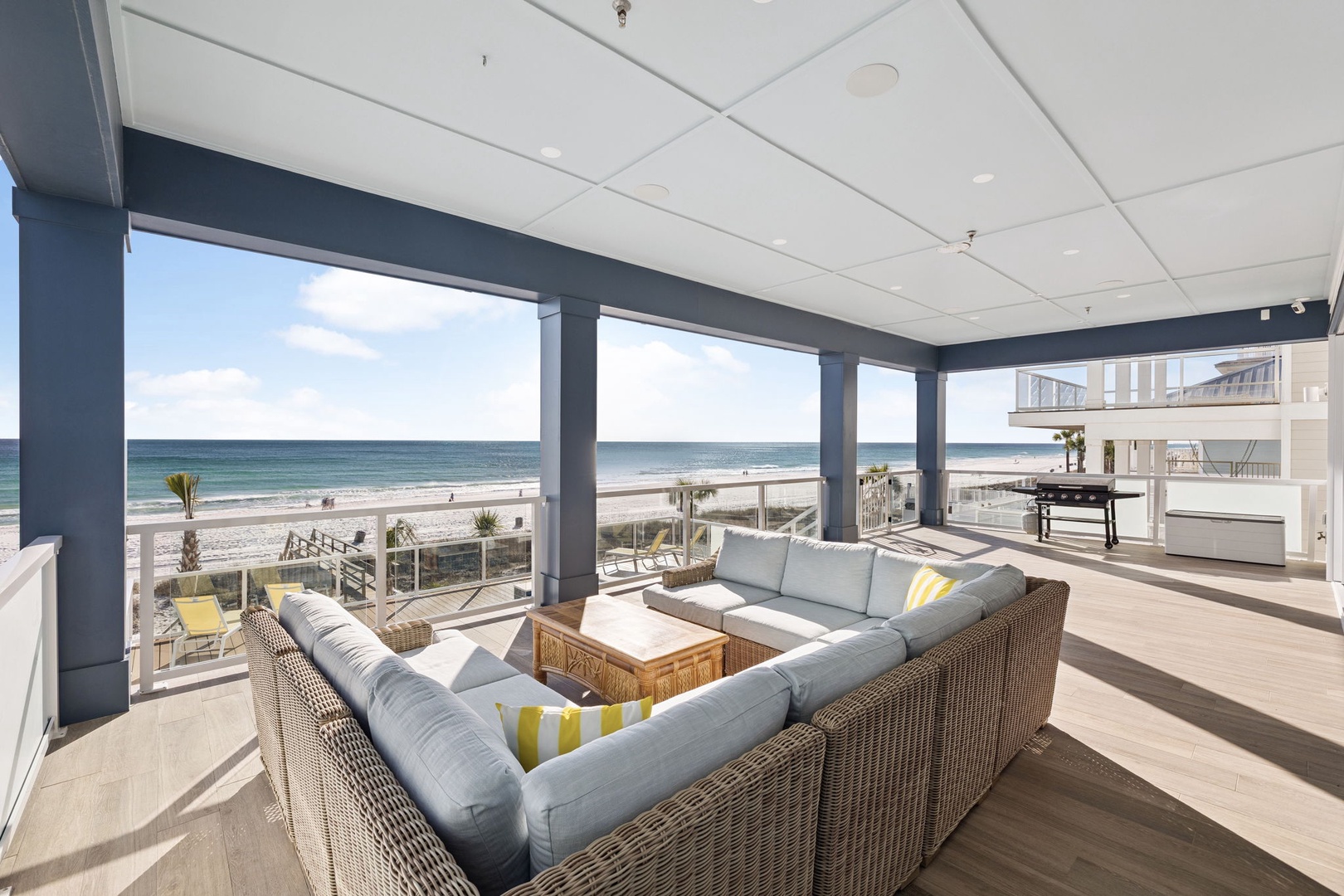 Sink into plush wicker seating while ocean waves stretch endlessly before your balcony. The perfect spot for morning coffee or sunset cocktails.