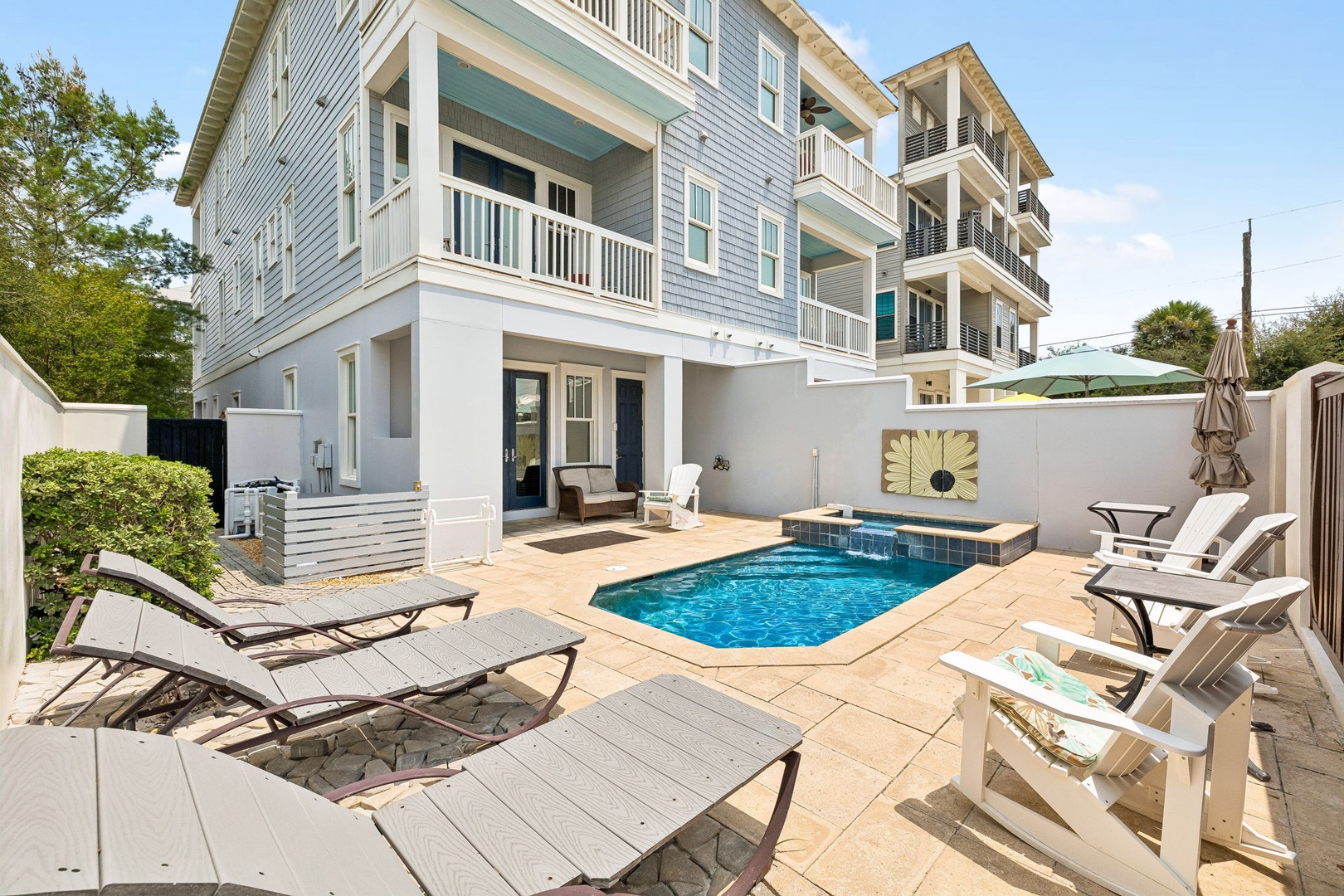 Your private oasis awaits—unwind poolside under sunny skies, lounge on the deck, or soak in the spa after a day of adventure.