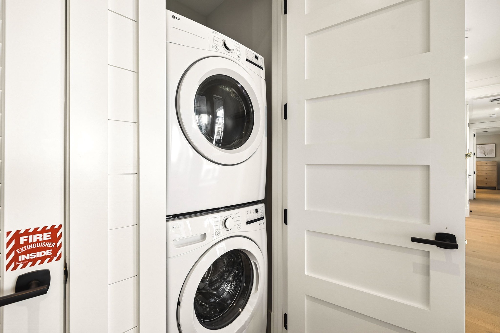Your vacation laundry is covered with these in-unit stacked washer and dryer tucked neatly into a closet—perfect for keeping your bags light and your favorite outfits fresh throughout your stay.