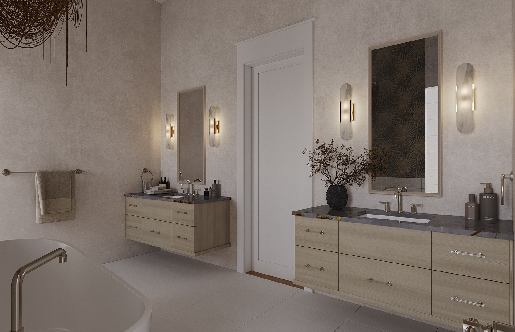 Unwind in your elegant ensuite with warm lighting, dual vanities, a soaking tub, and thoughtful finishes that turn every moment into pure relaxation.