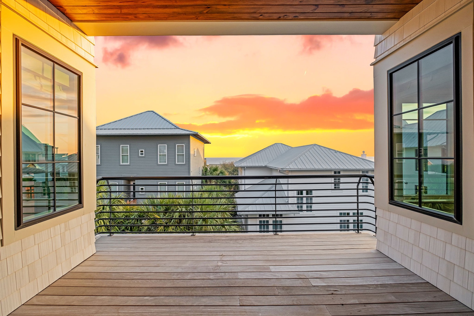 Step onto your private balcony and watch the sky transform into brilliant oranges and pinks each evening—your perfect sunset sanctuary.