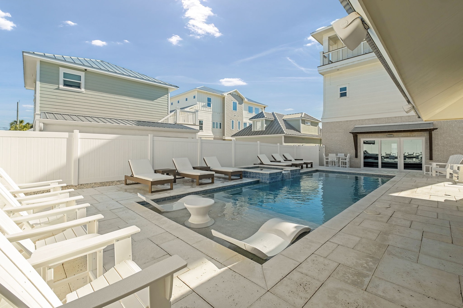 Dive into your private oasis with crystal-clear waters, comfortable loungers, and a poolside bar for refreshing drinks in the sun.