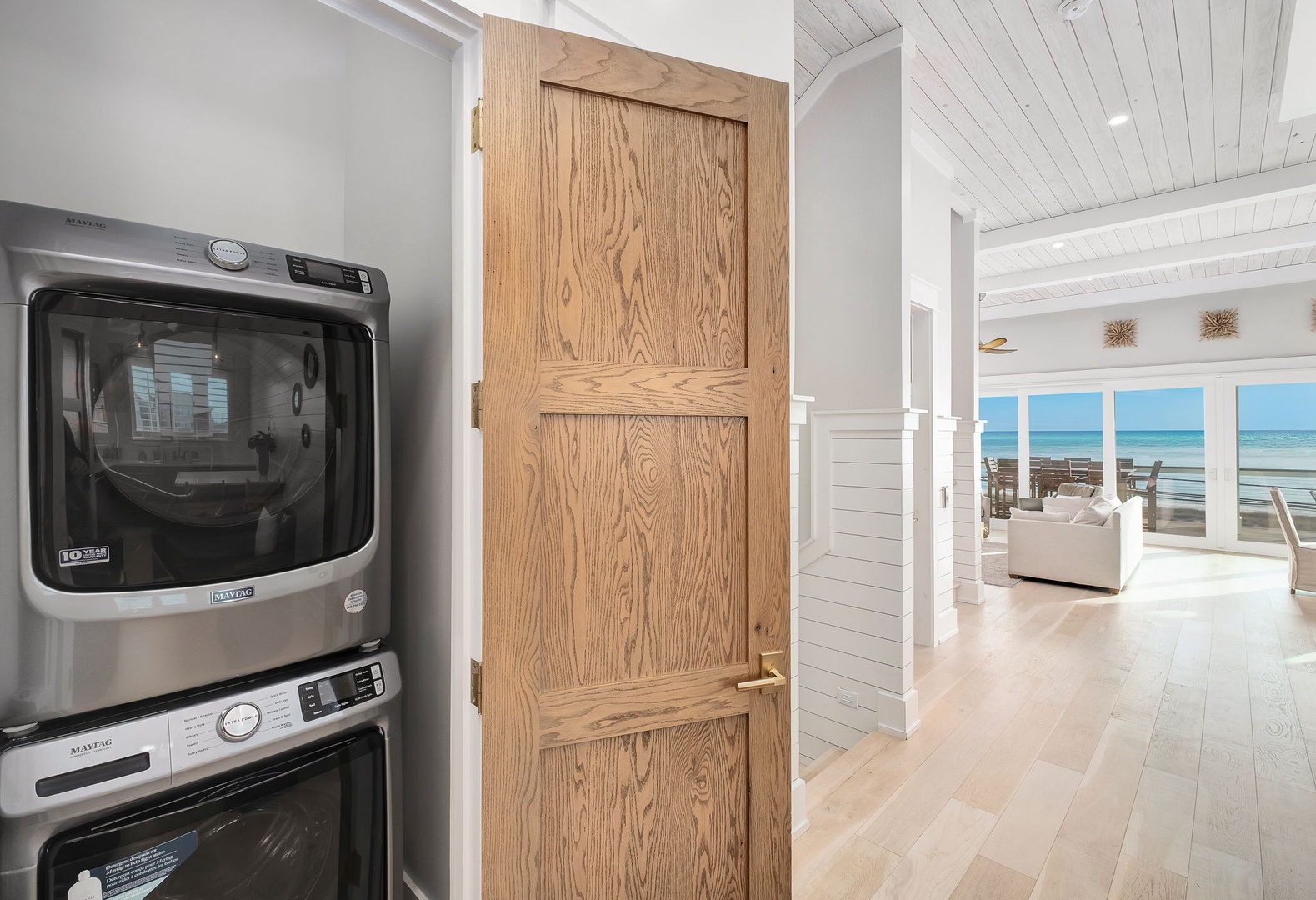 Your private laundry nook keeps beach days worry-free, with ocean views reminding you paradise is just steps away.