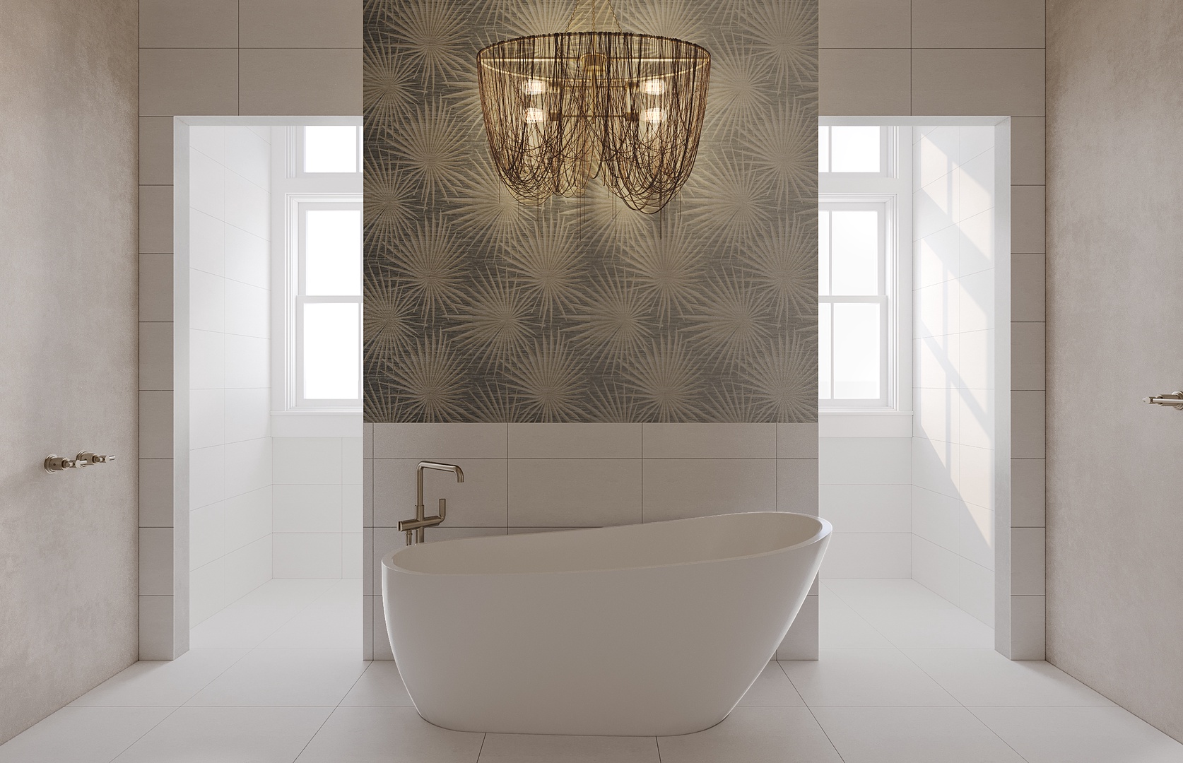 Unwind in your private spa-inspired bathroom with a luxurious soaking tub and elegant designer lighting creating the perfect serene ambiance.