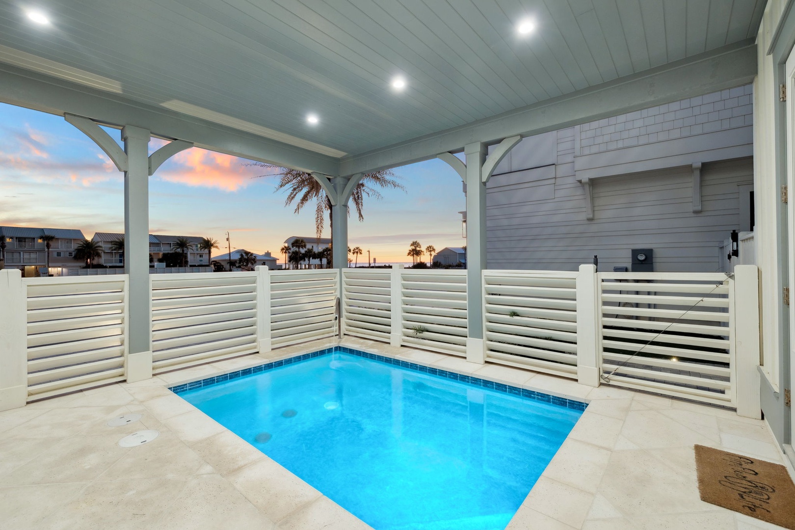 Slip into your private covered plunge pool as palm trees sway in the warm evening breeze—your perfect coastal retreat awaits.