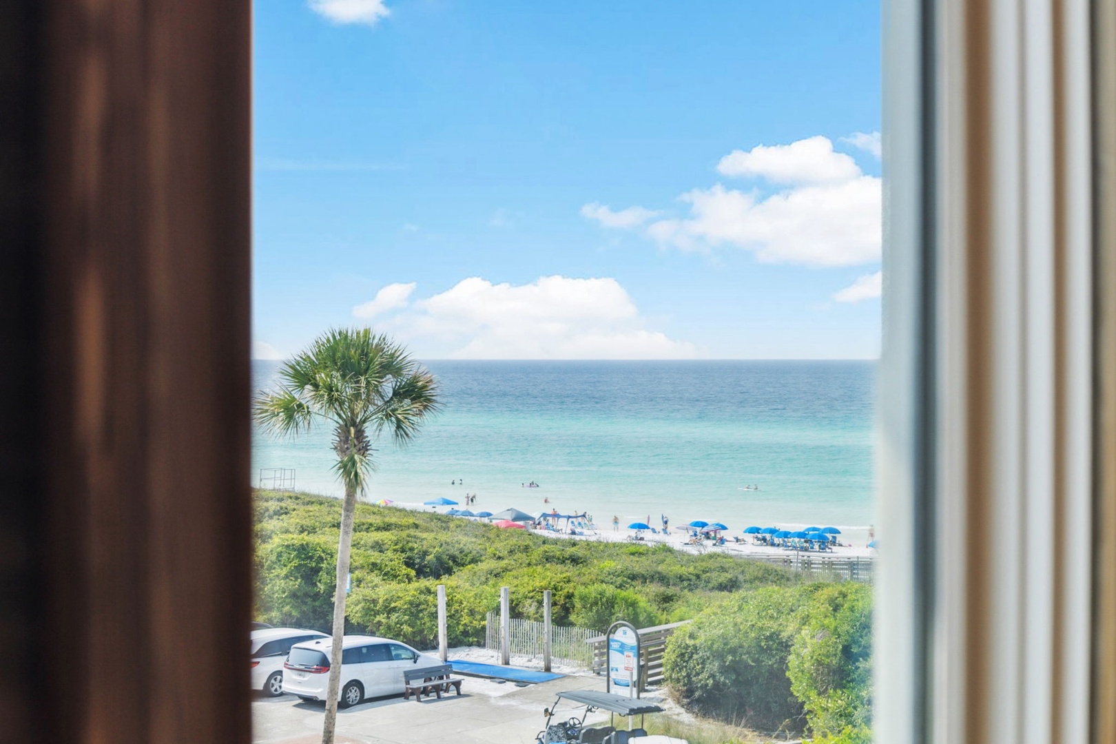 Gaze out at sparkling turquoise waters and powder-soft sands just steps from your door, where beach umbrellas dot the shore and gentle waves invite you to unwind.