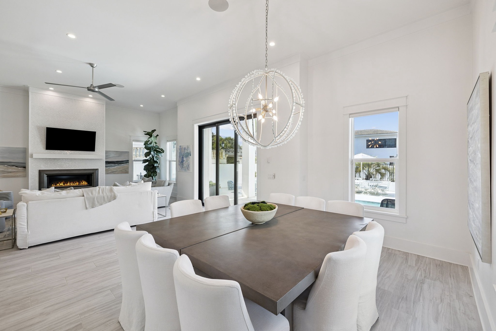 Gather around your elegant dining table where modern sophistication meets cozy comfort, perfect for memorable meals together.