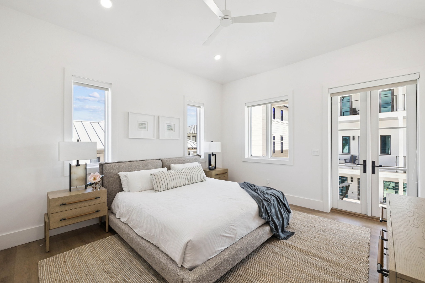 Drift off in your serene bedroom, where crisp linens and soft natural light create a peaceful retreat after a day of adventure.