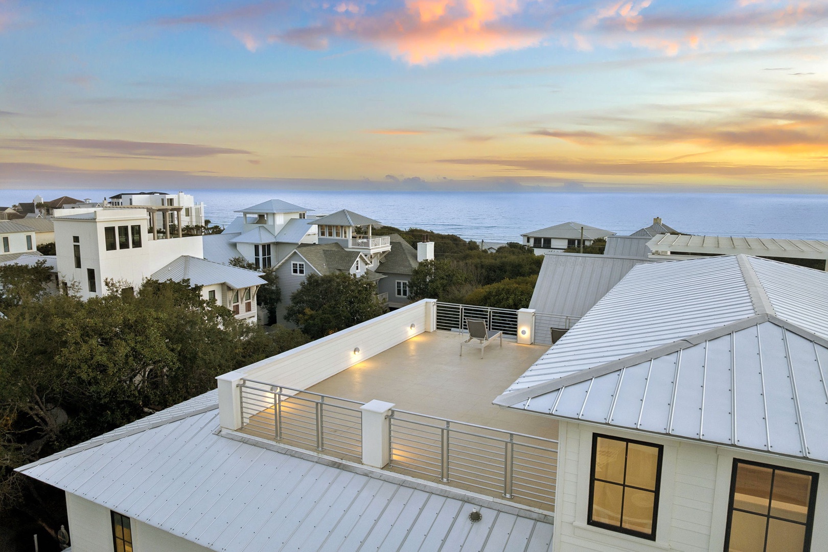 Elevated coastal community with modern beachside homes featuring contemporary architecture and ocean proximity.