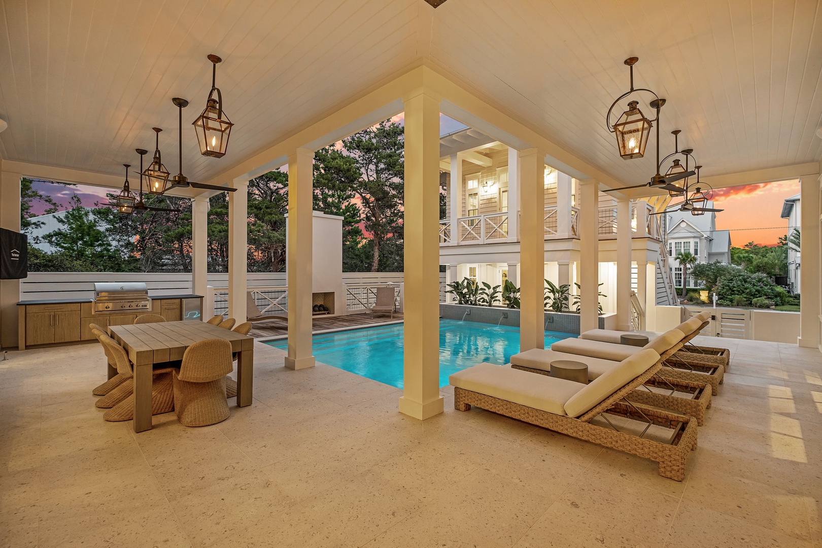 Unwind in your private covered patio where poolside lounging meets alfresco dining. Watch stunning sunsets paint the sky while you relax by the sparkling pool or gather for evening barbecues.