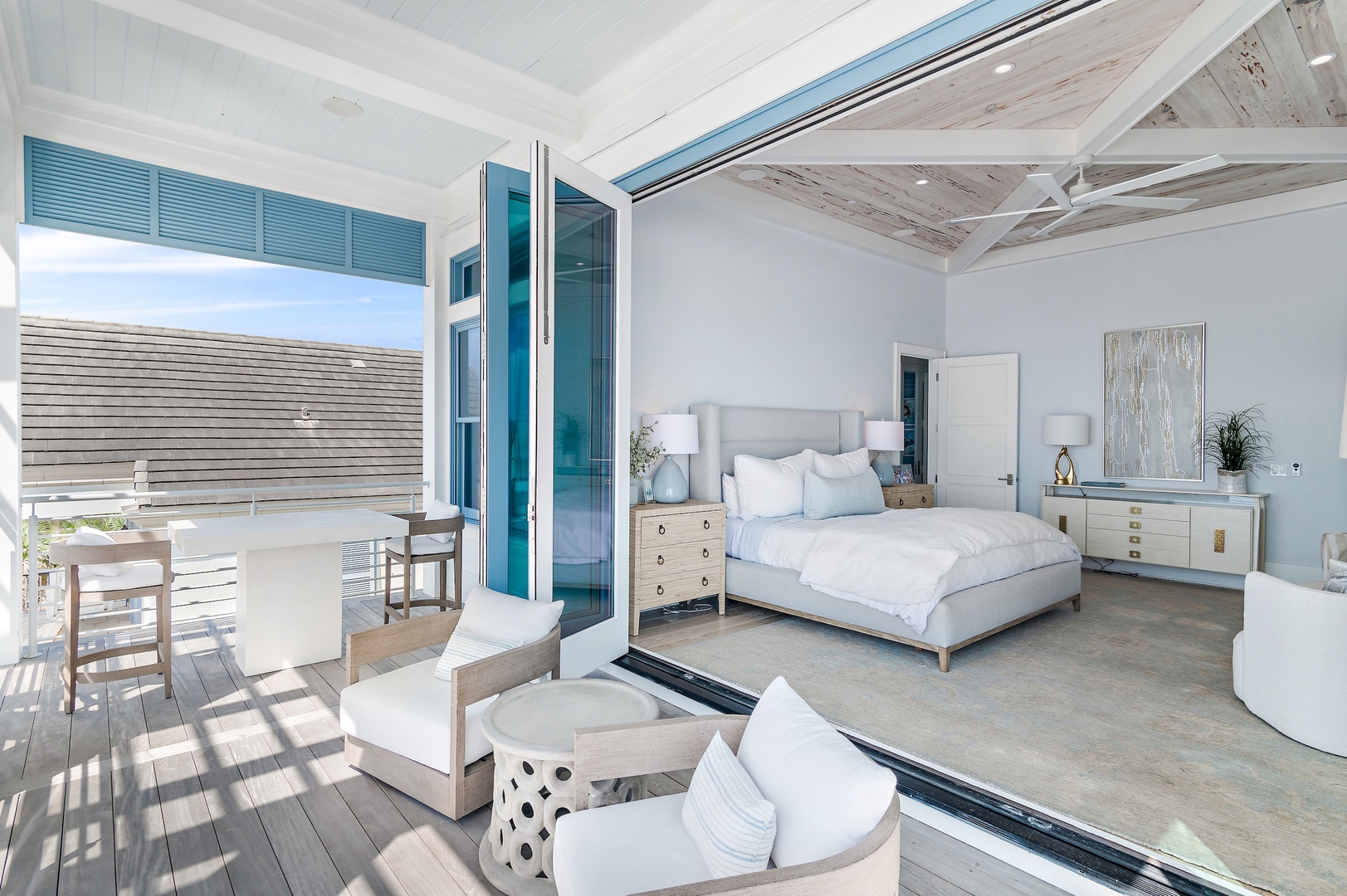 Step into your serene coastal sanctuary where breezy elegance meets ocean views. Drift off in the plush king bed, then wake to breakfast on your private balcony overlooking the sea.