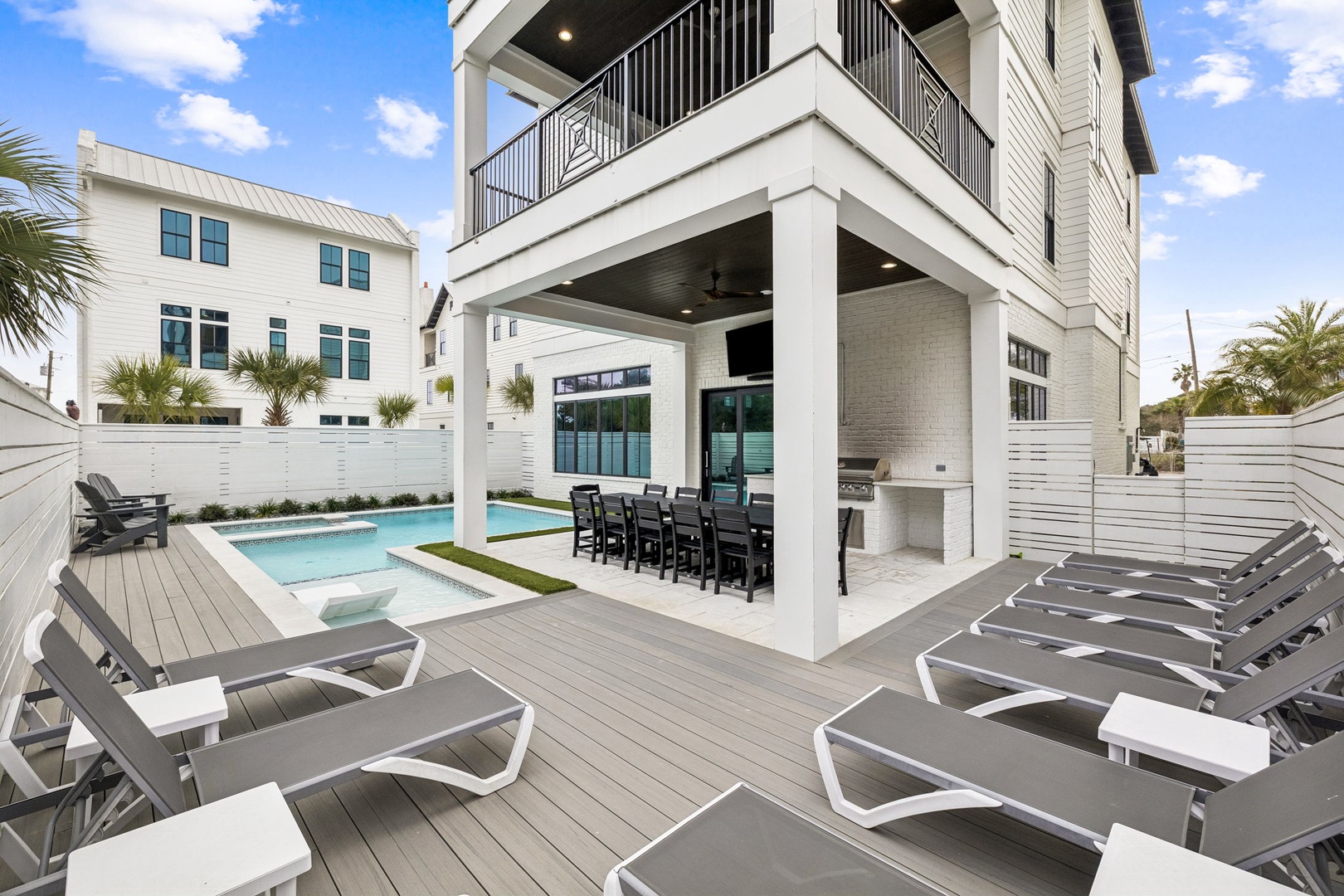 Your private paradise awaits with a sparkling pool, hot tub, and covered dining pavilion where you'll create unforgettable memories.