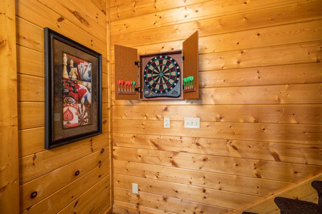 Gran Board Setup  Arcade game room, Dart board wall, Bar shed