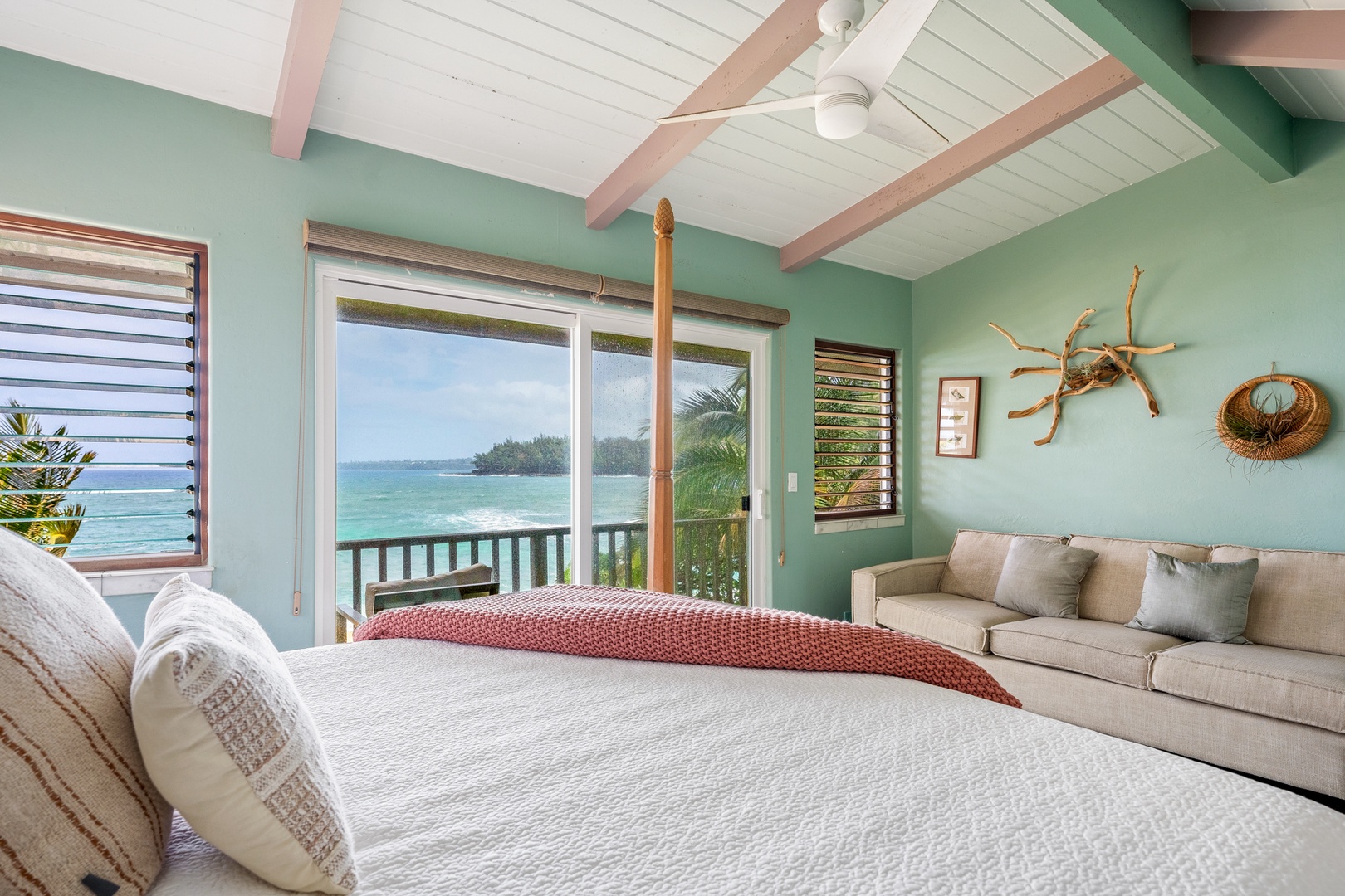 Hanalei Vacation Rentals, Hale Kepuhi - Wake up to stunning turquoise waters through your expansive windows. Your tropical sanctuary features coastal decor and ocean breezes.