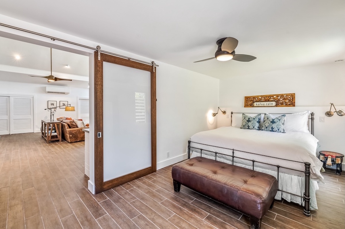 Kailua Vacation Rentals, Hale Ohana - The Guest Cottage bedroom is just off the living area.