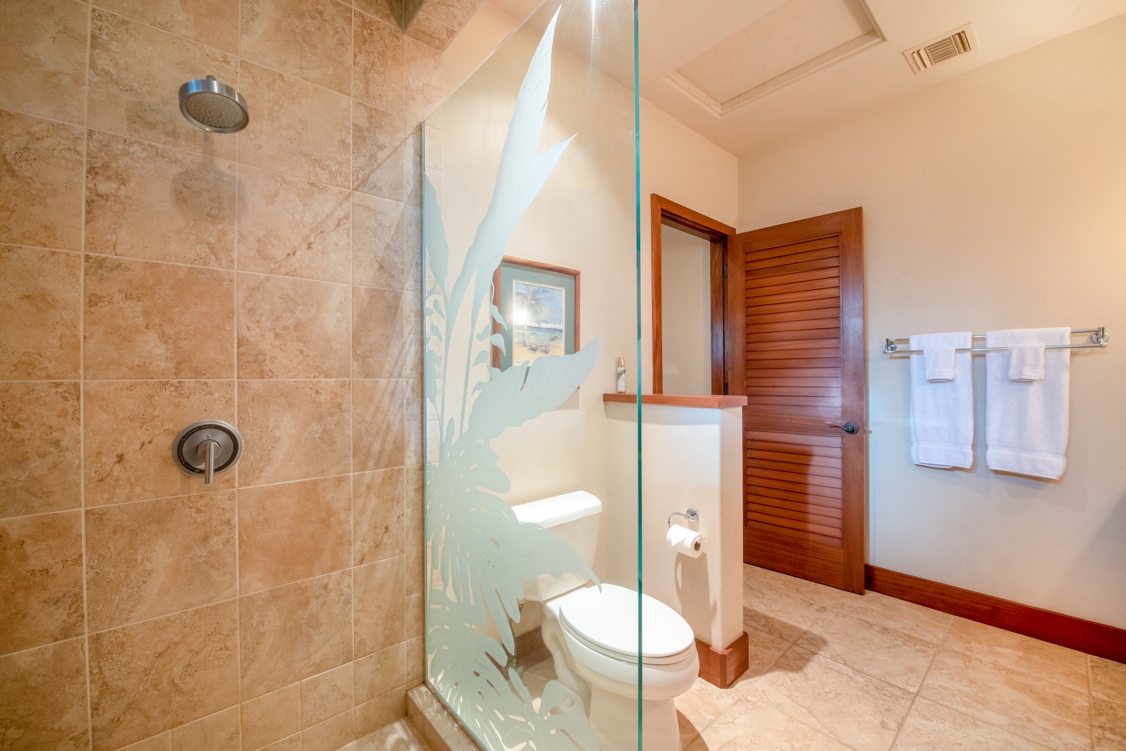 Kamuela Vacation Rentals, 3BD Estate Home at Puako Bay (10D) - Downstairs Guest Room Bath w/ Large Glass Enclosed Shower