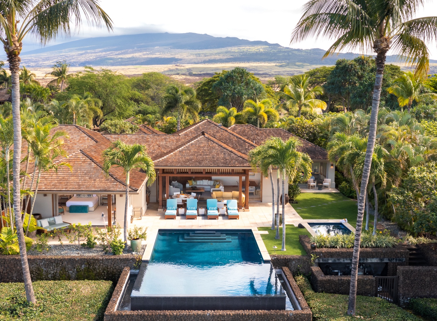 Kailua Kona Vacation Rentals, 4BD Hainoa Estate (102) at Hualalai Resort - Back of this stunning estate with an astonishing view of Hualalai
