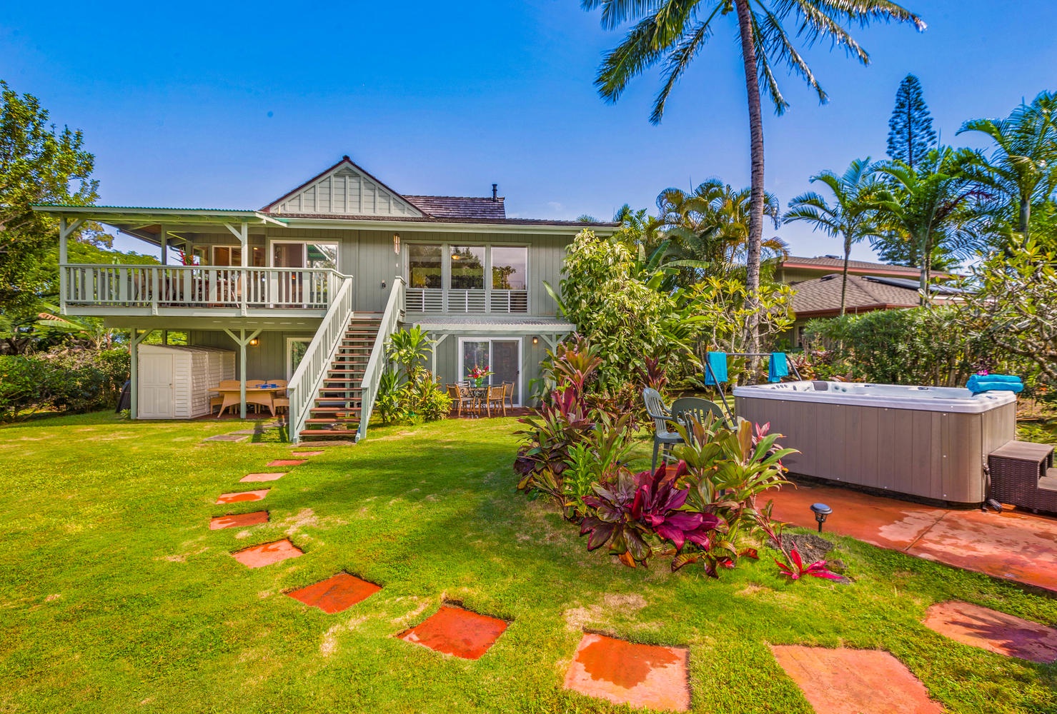 Princeville Vacation Rentals, Hale Anu Keanu - View of home from backyard