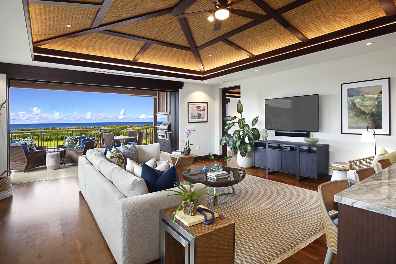 Koloa Vacation Rentals, Kukui'ula Villa #8 - Living room with a view!