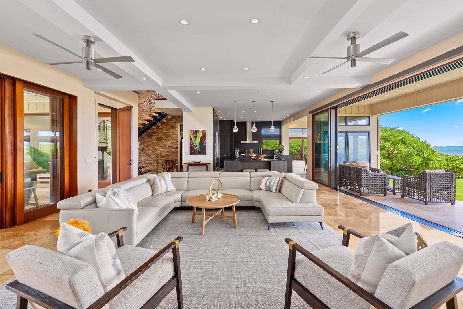 Kailua Vacation Rentals, Makalei - Lounge in the bright living area with an open layout and seamless indoor-outdoor flow.