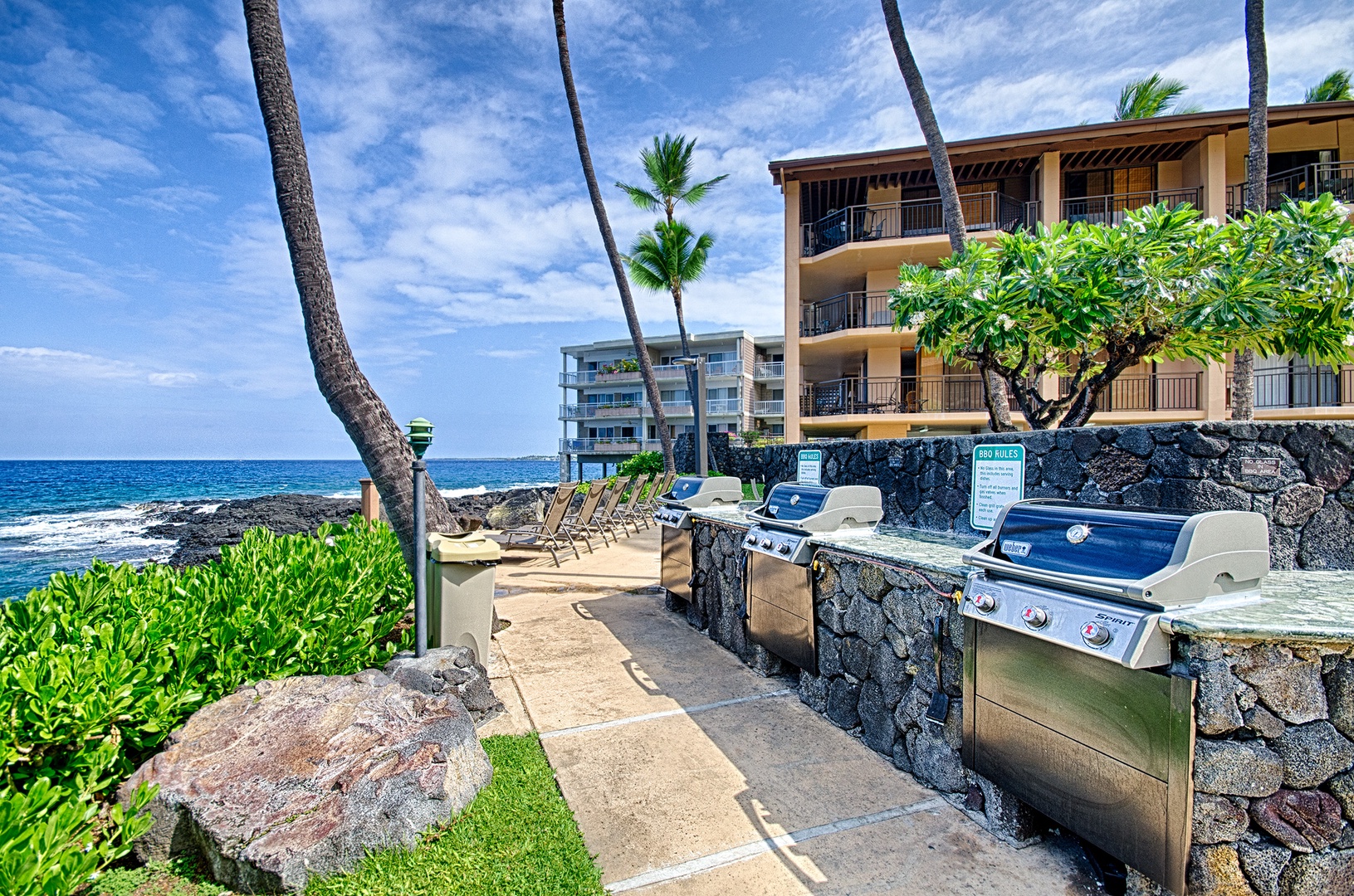 Kailua Kona Vacation Rentals, Kona Makai 6303 - Experience the sizzle and flavor of the Kona Makai BBQ area, your outdoor kitchen for memorable island feasts.