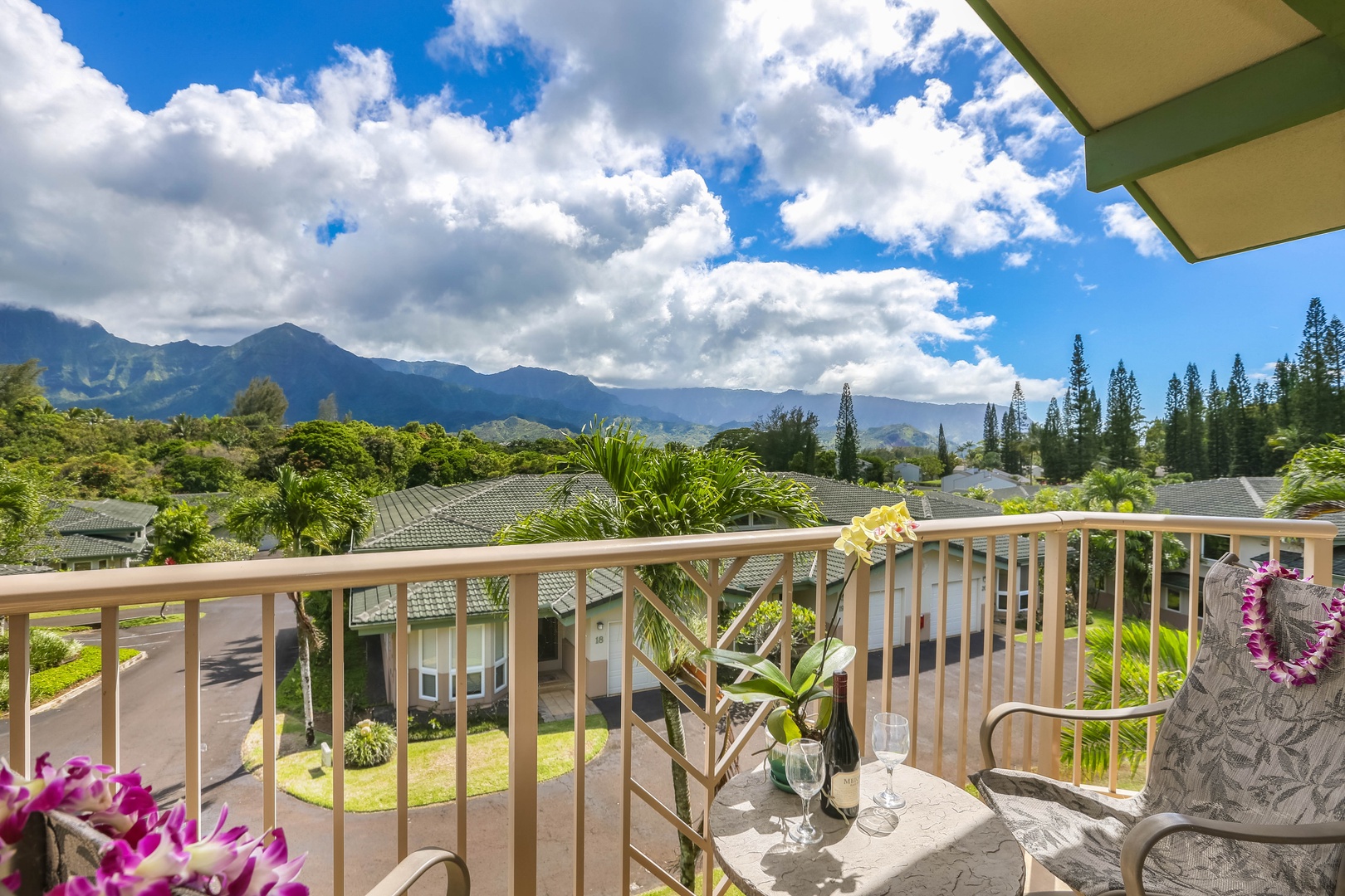 Princeville Vacation Rentals, Nohea Villa - Unwind on the lanai and take in the stunning mountain views.
