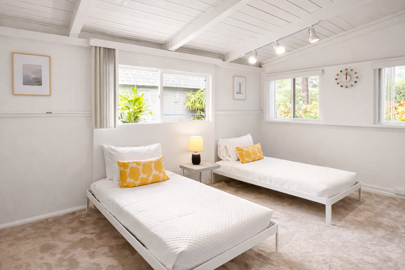 Honolulu Vacation Rentals, Ho'okipa Villa - The cozy bedroom one which is attached to the second bedroom has twin beds, perfect for a restful night’s sleep.