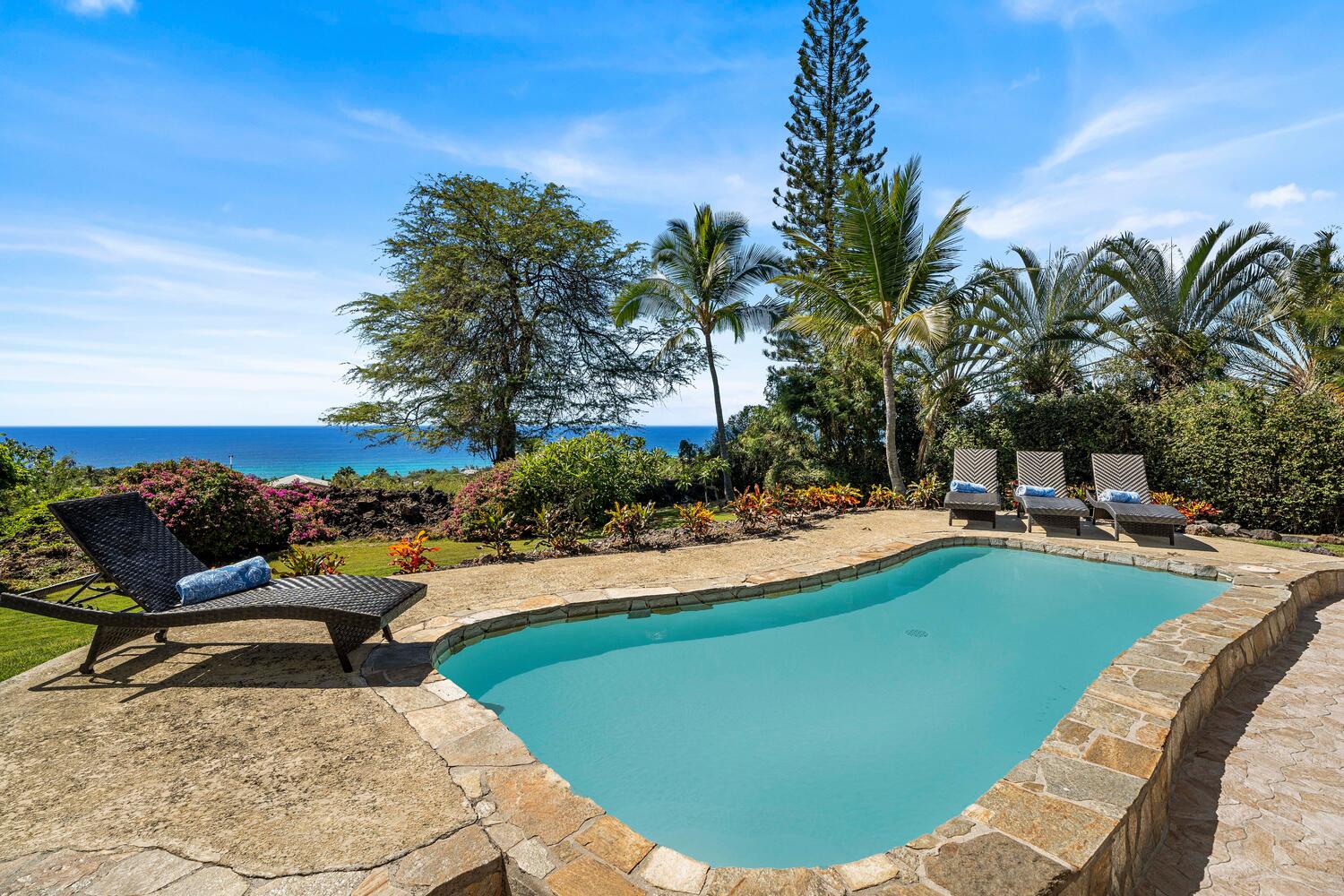 Kailua Kona Vacation Rentals, Ho'okipa Hale - Bask in the Hawaiian sunshine and refresh with a serene pool dip, right at your doorstep.