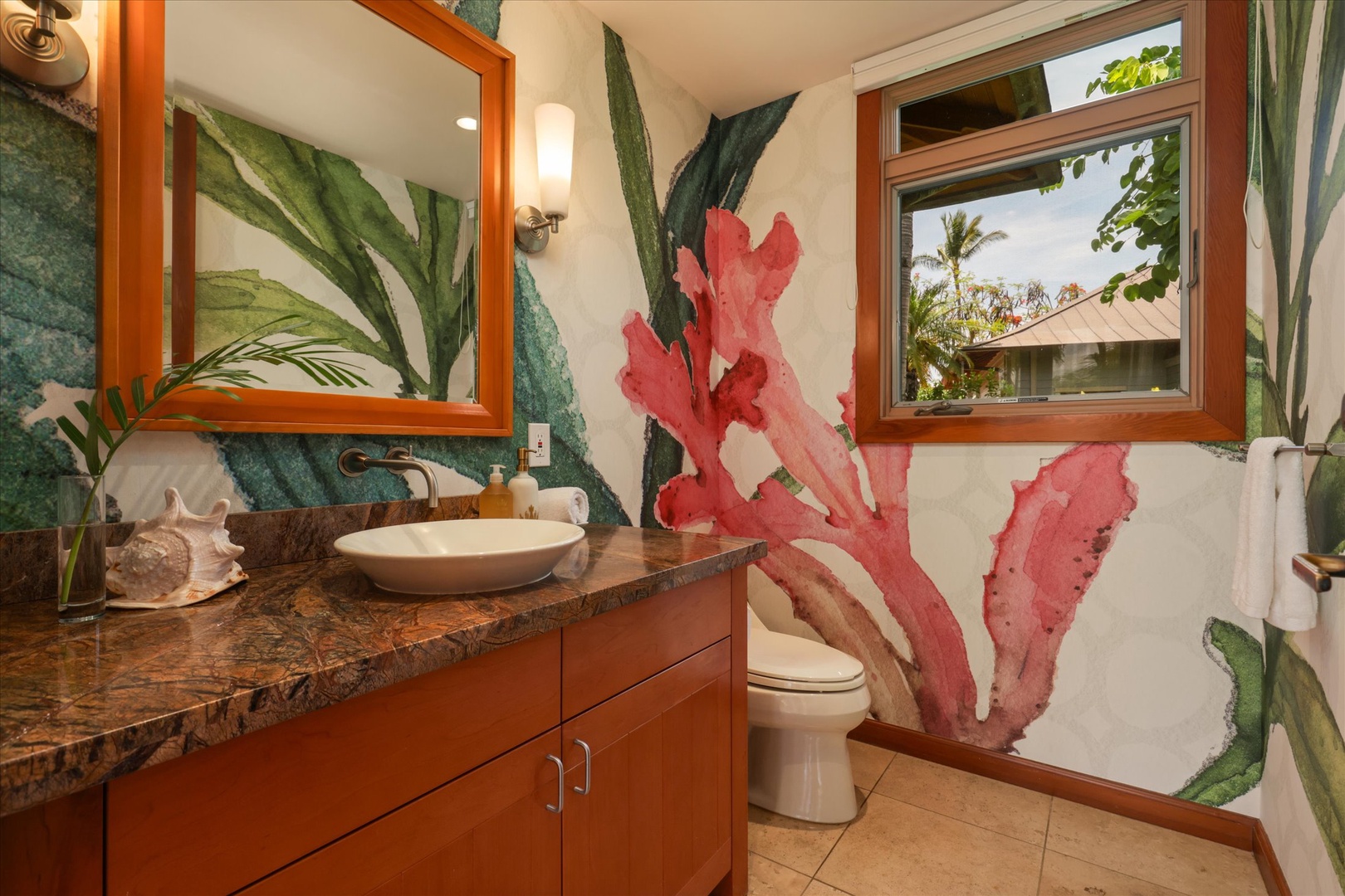 Kamuela Vacation Rentals, 3BD Na Hale 3 at Pauoa Beach Club at Mauna Lani Resort - The powder room off the main living area blends effortless style with convenience.