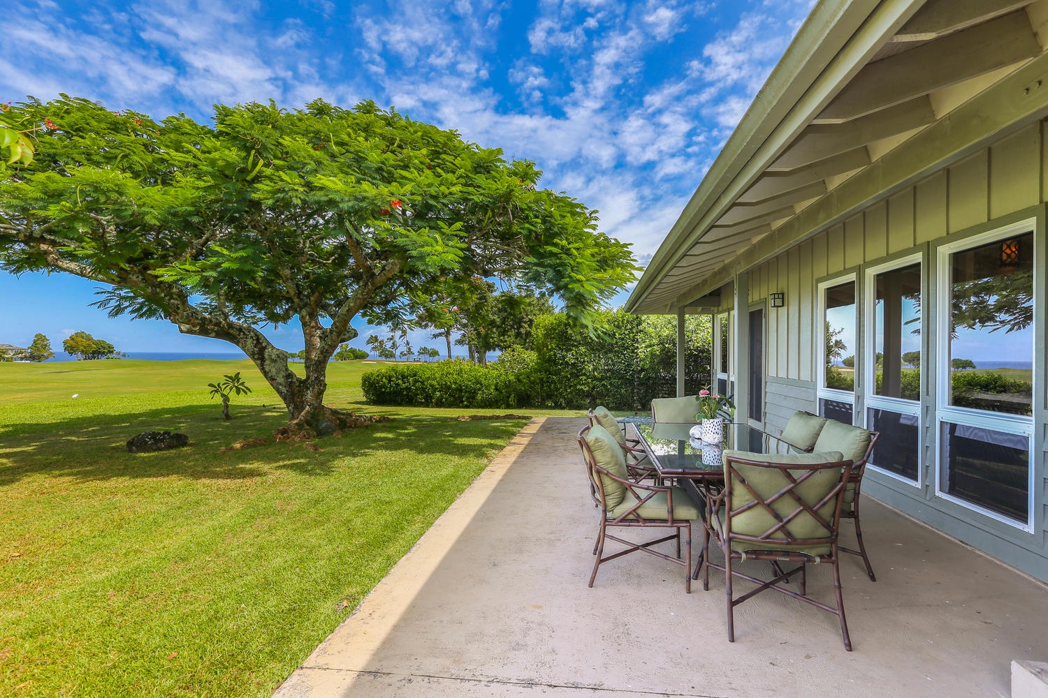 Princeville Vacation Rentals, Half Moon Hana - Backyard Seating for the whole group