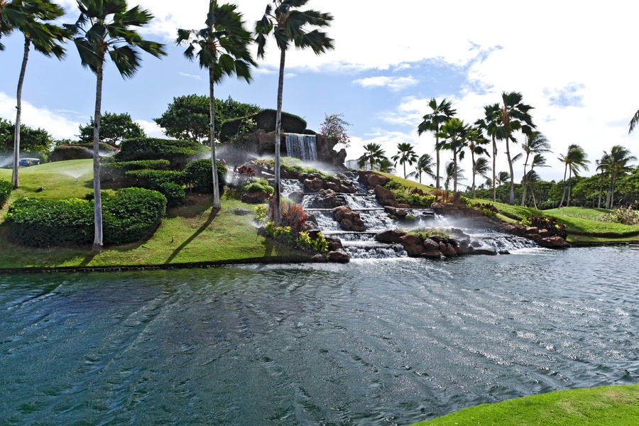 Kapolei Vacation Rentals, Ko Olina Kai Estate #17 - Waterfall at the Ko Olina_s 12th tee.