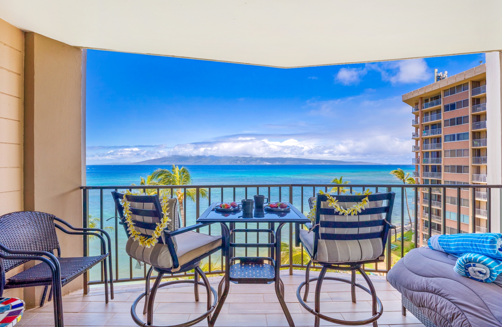 Lahaina Vacation Rentals, Valley Isle 804 - Relax and take in the stunning ocean views from the comfort of your private lanai.