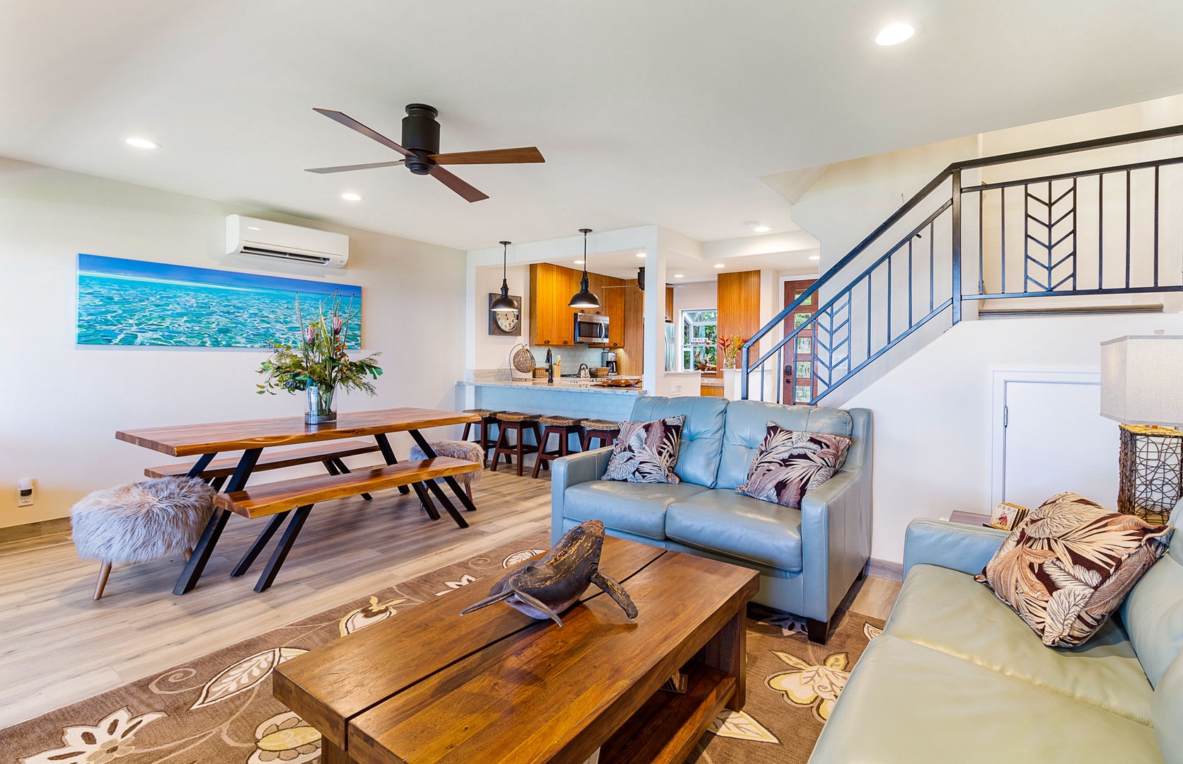 Lahaina Vacation Rentals, Puamana 240-3 - Beautifully furnished interior with natural light flowing through large windows.