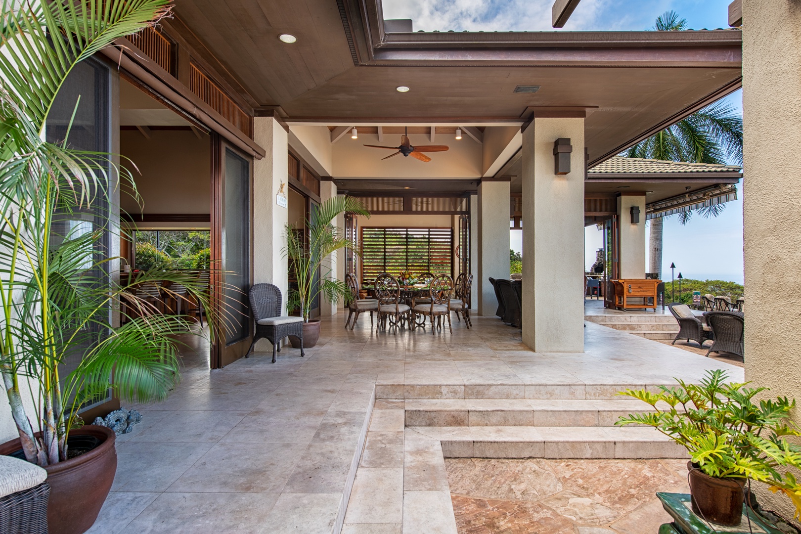 Kailua Kona Vacation Rentals, Hale Wailele** - French Limestone walkways connect each pavilion