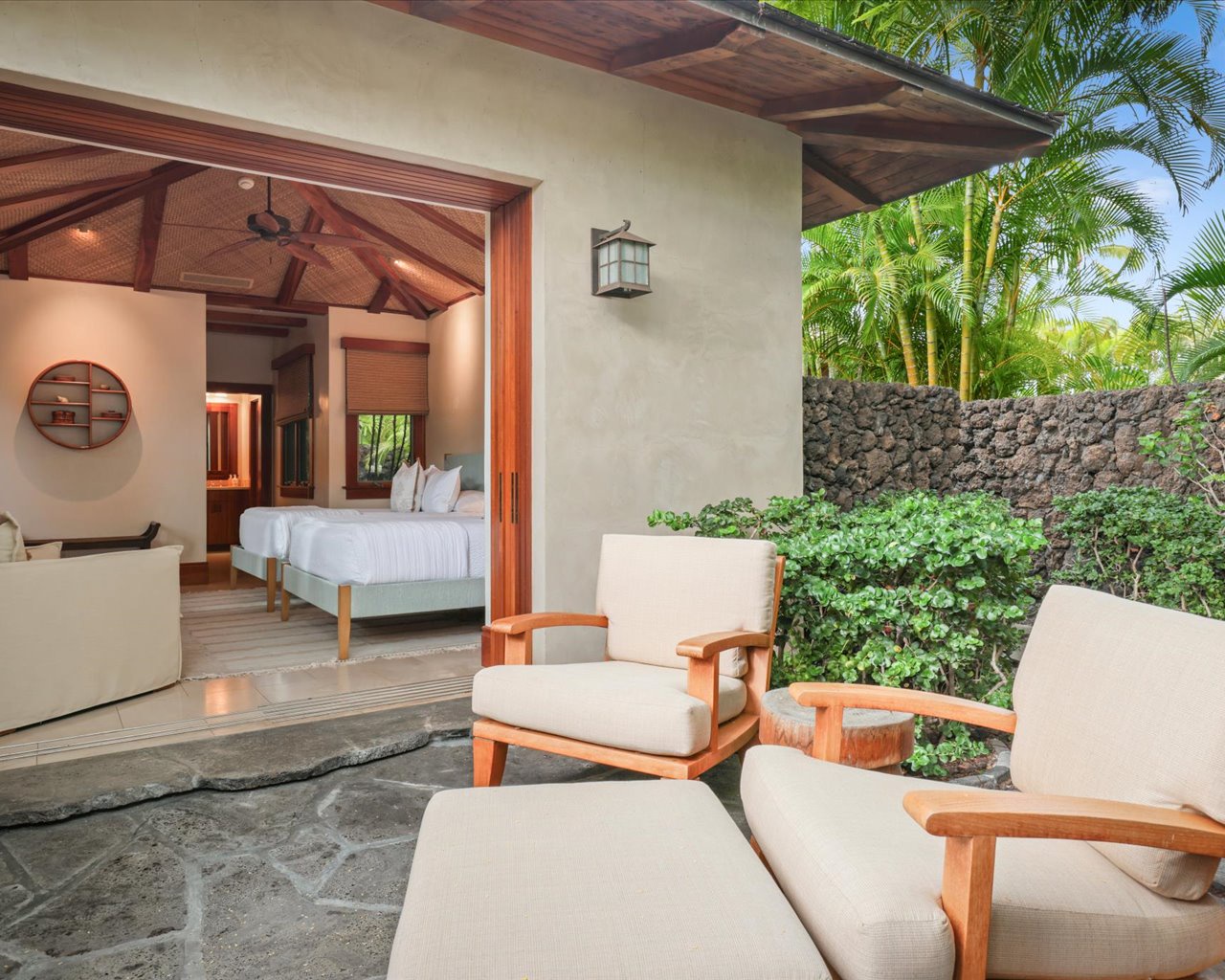 Kailua Kona Vacation Rentals, 3BD Pakui Street Estate (131) at Hualalai Resort - Lanai exclusive to the second bedroom to take in the greenery