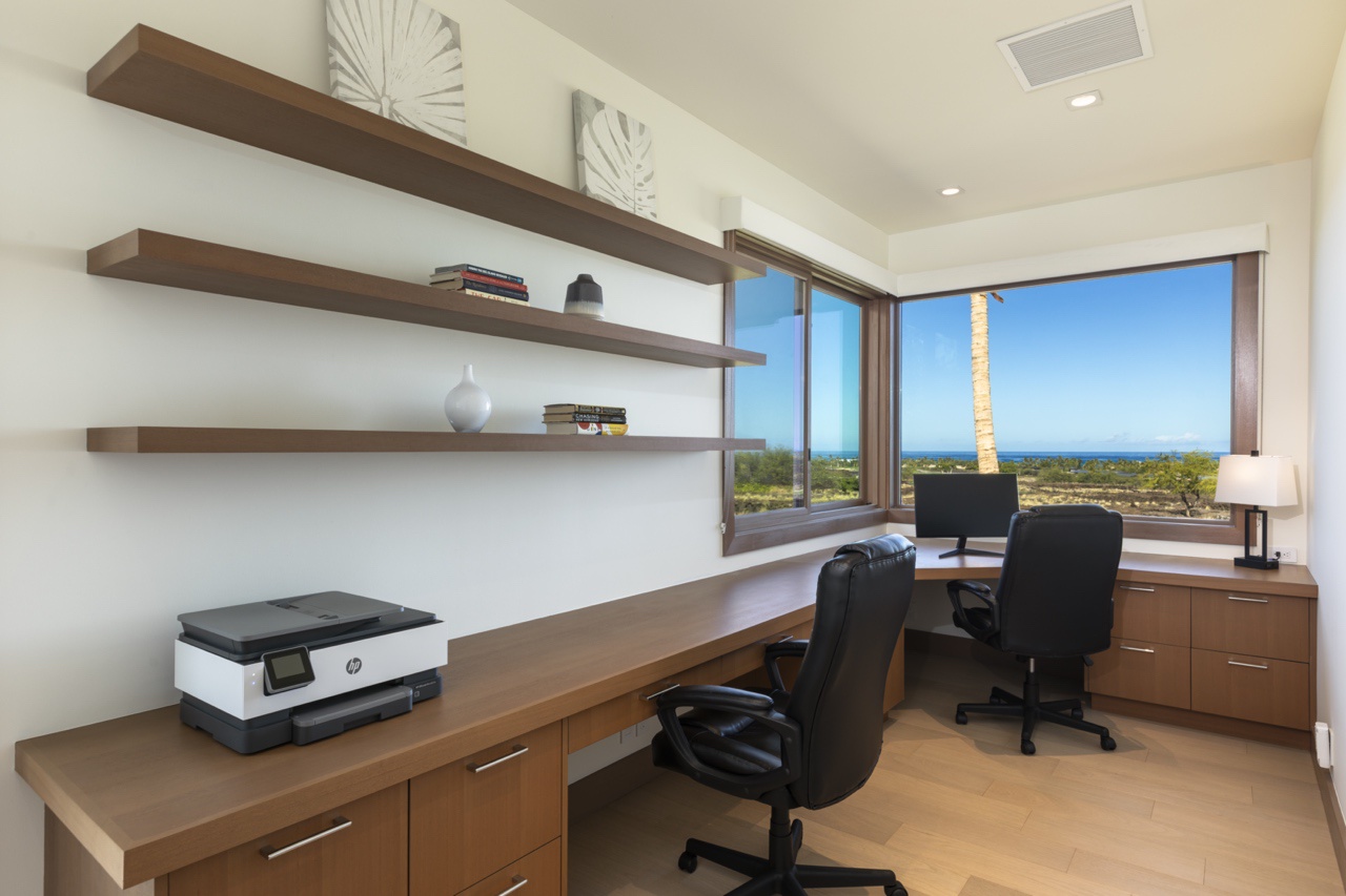 Kailua Kona Vacation Rentals, 4BR Luxury Puka Pa Estate (1201) at Hualalai Resort - A dedicated workspace to stay productive if needed, and with a view!