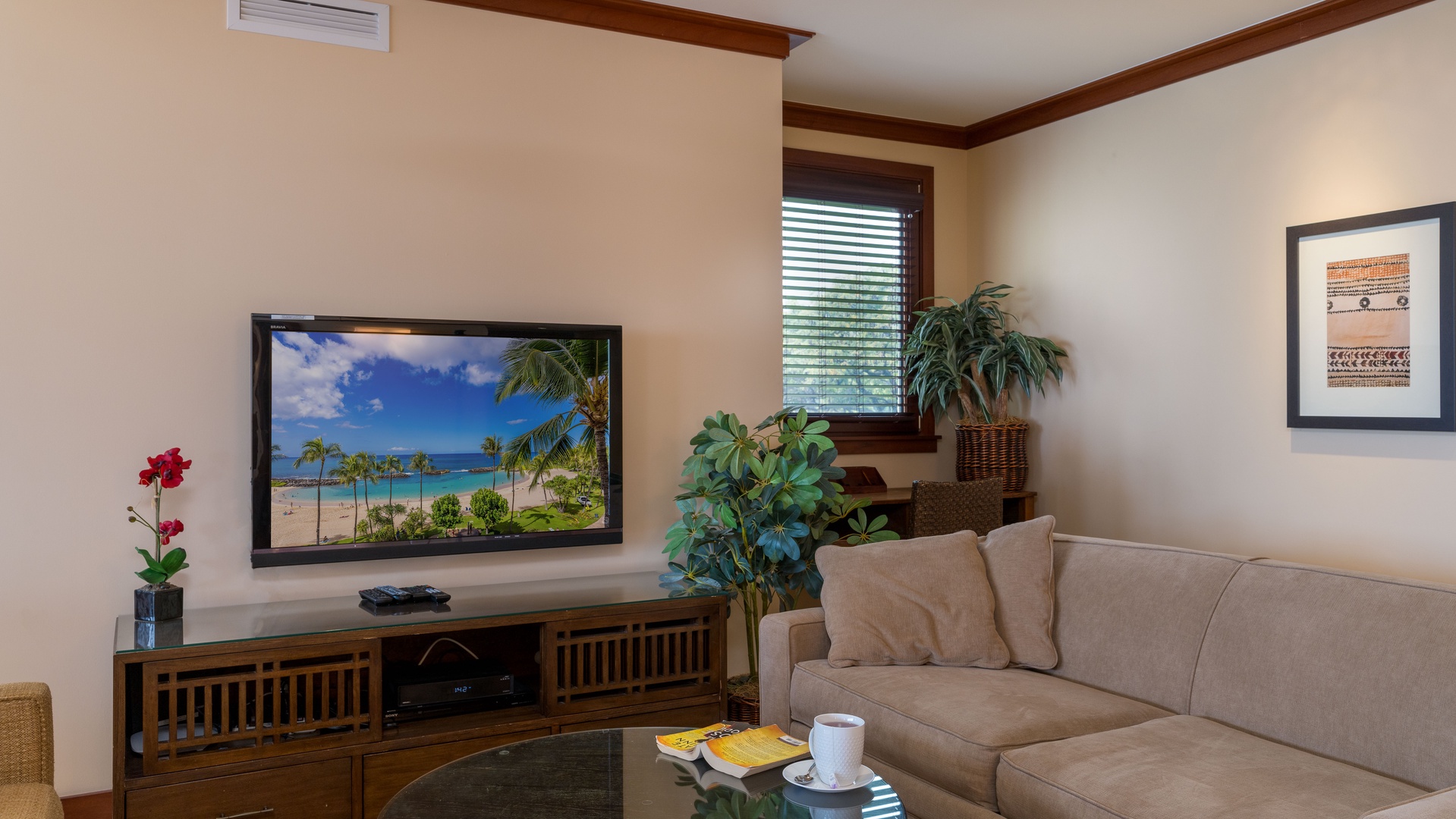 Kapolei Vacation Rentals, Ko Olina Beach Villas B310 - Sink in to the plush sofa and read your favorite book.