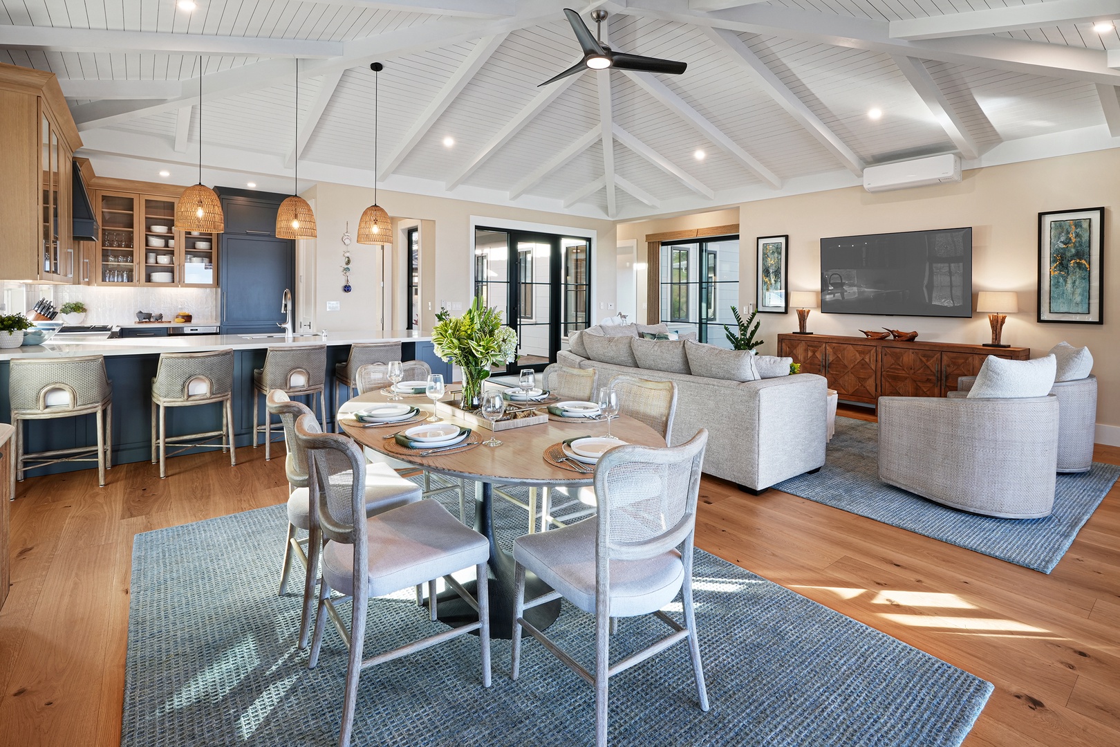 Koloa Vacation Rentals, Hali'a Mai - Dining flows straight into the kitchen and out toward the ocean, so no one is ever far from the conversation.