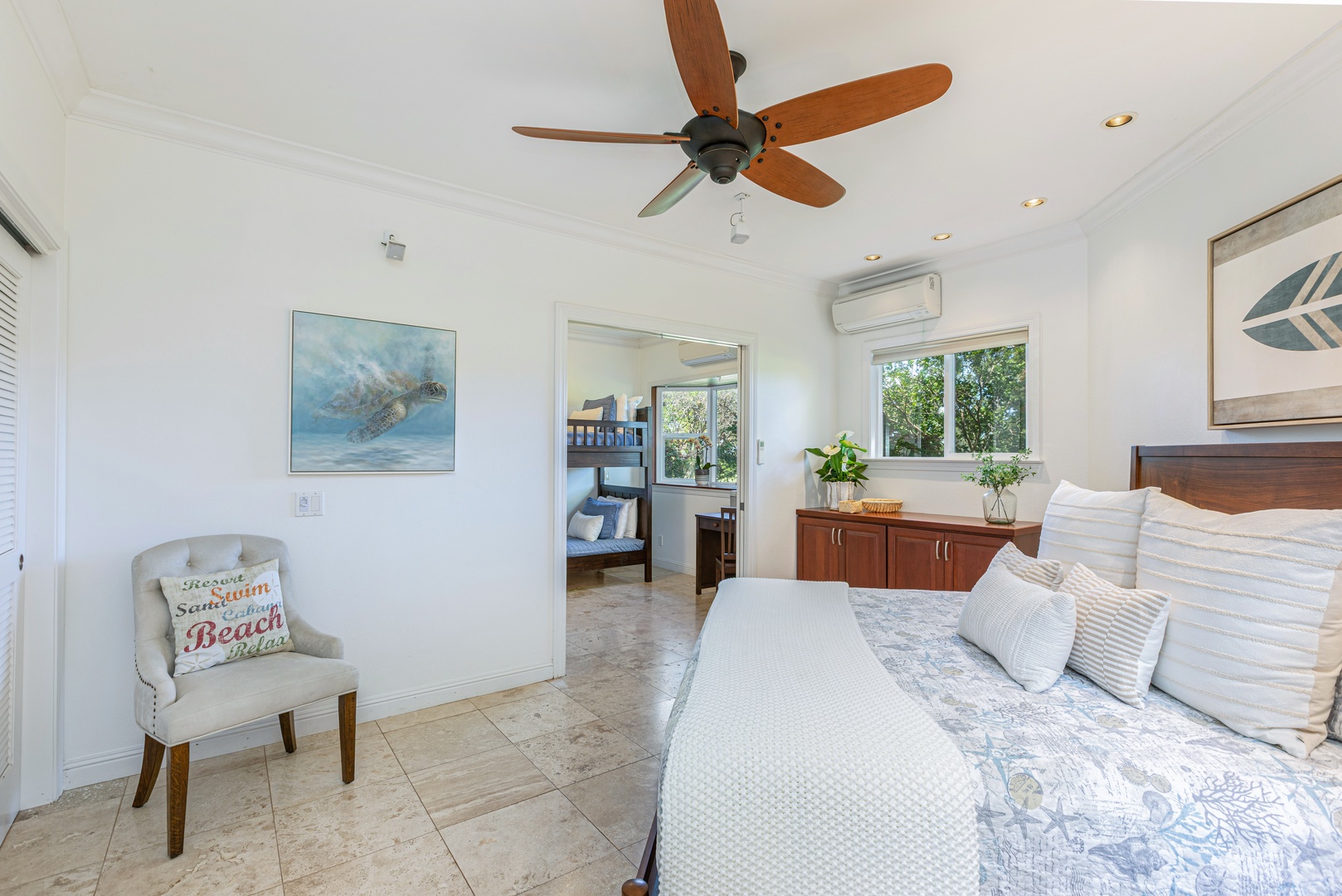 Princeville Vacation Rentals, Ohana Kamalani - Spacious guest suite with king bed, plush linens, and serene views — a perfect retreat after a day of exploring Kauai.