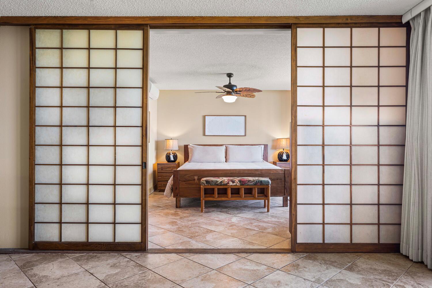 Kailua Kona Vacation Rentals, Keauhou Kona Surf & Racquet 1104 - Welcome to the primary suite, where a cozy ambiance invites you to unwind in comfort and style.