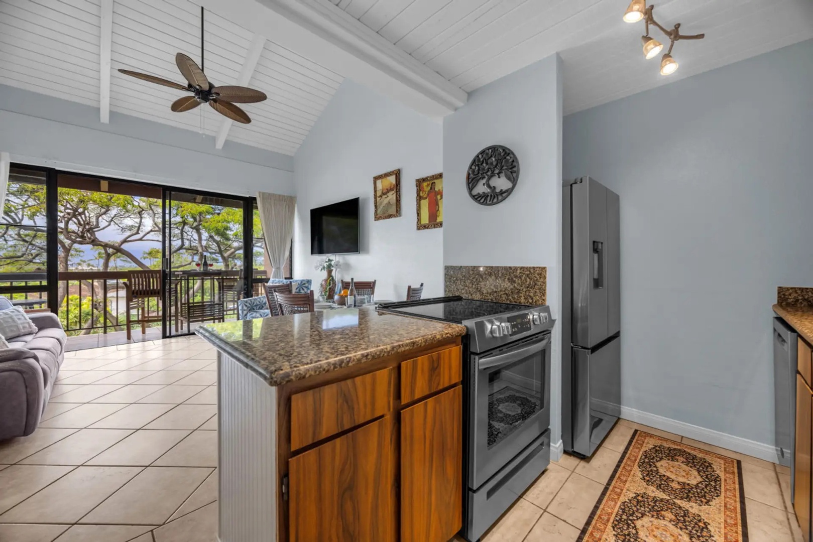 Kihei Vacation Rentals, Maui Vista 2420 - Open the sliders and the kitchen fills with sunlight straight off the trees.