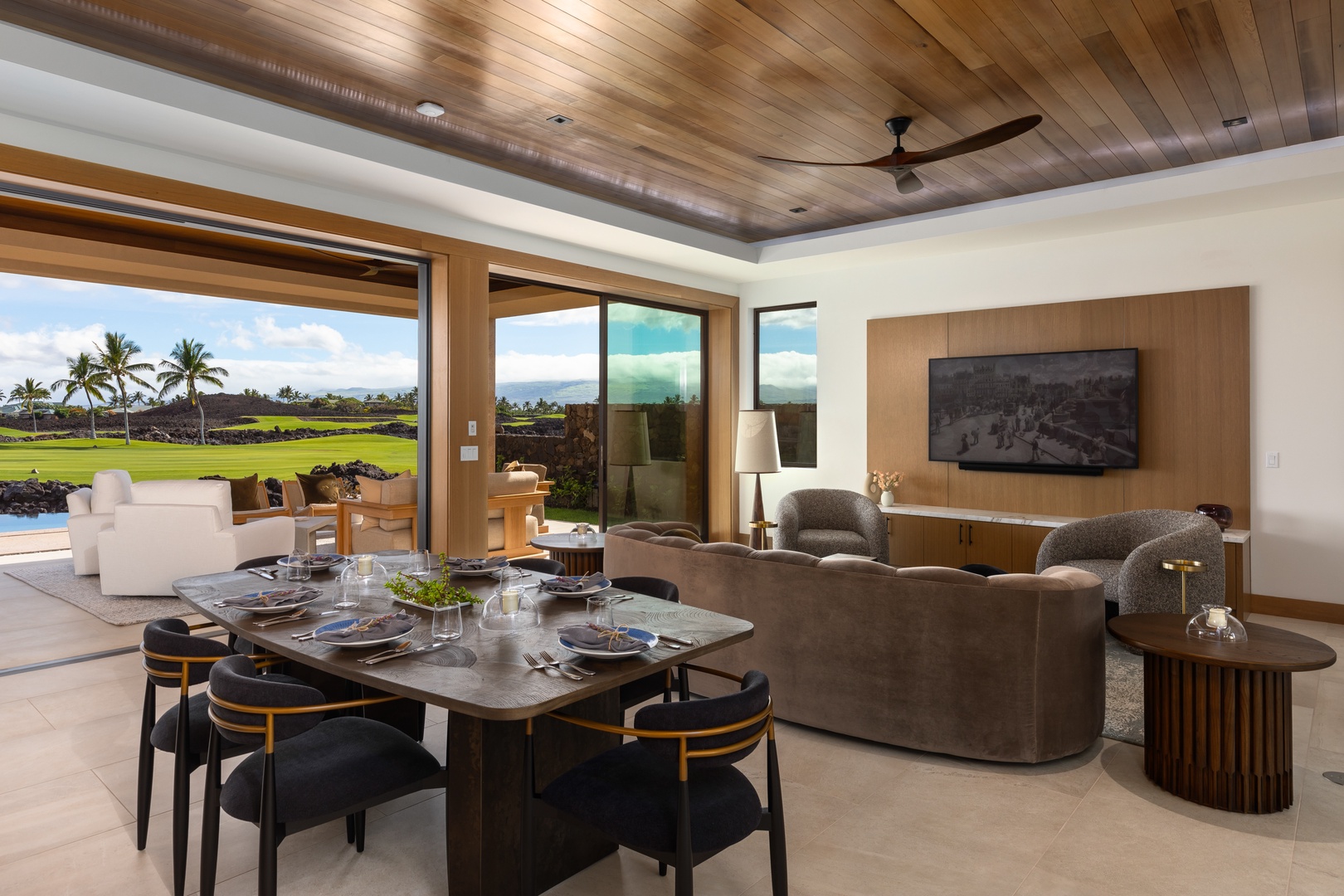 Kamuela Vacation Rentals, 6BD Mauna Lani Lux Golf Estate (3) at One Ocean - Seamless indoor-outdoor living with expansive sliders throughout One Ocean Mauna Lani.