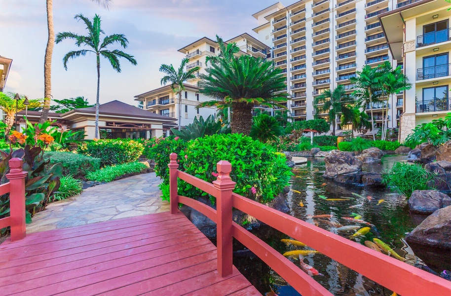 Kapolei Vacation Rentals, Ko Olina Beach Villas B107 - Take a stroll at our Koi pond